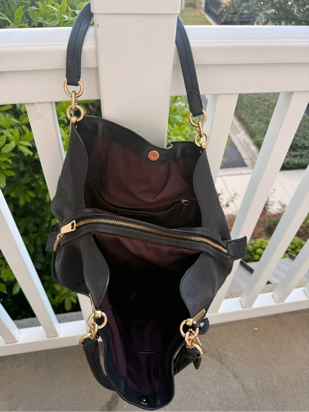 Coach Black Pebbled Leather Shoulder Hobo with Gold Hardware